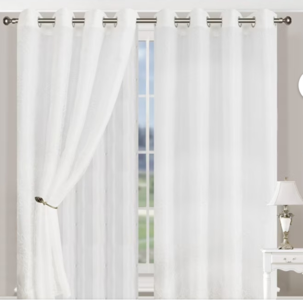Premier Superior Foliaga White Sheer Curtains Grommets 42x108